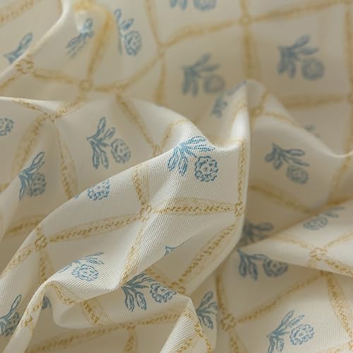 LifeTB Botanical Flower Comforter Set King Size Chic Blue Floral Bedding Comforter Vintage Style King Bed Comforter with 2 Bow Tie Pillowcases Boho Farmhouse Bedding Floral Aesthetic Comforter Set