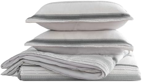 SLEEP ZONE Comforters King Set, Modern Striped Bedding Set Gray 3 Pcs