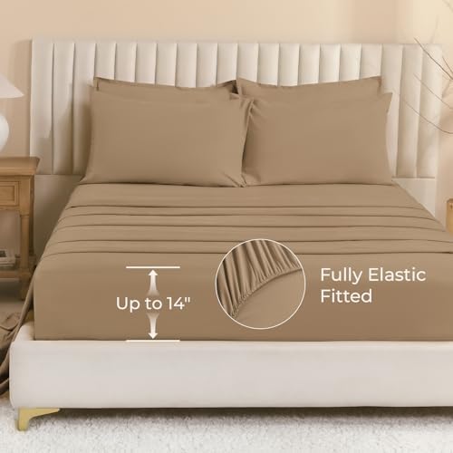 Litanika Taupe Super King Plus Comforter with Sheets - 7 Pcs Bed in a Bag