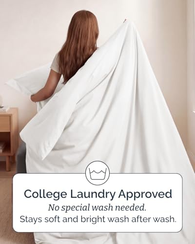 Duvet Cover Twin/Twin XL - 2 Piece Set, College Dorm Room - Antique White