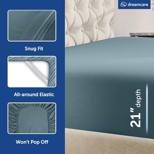 DREAMCARE California King Sheet Sets - 6 pcs Breathable Cooling Sheets