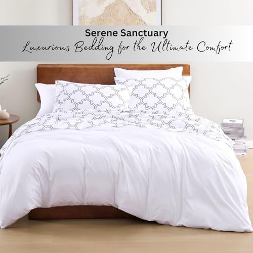 LANE LINEN King Sheets 100% Organic Cotton 4pc Percale Cooling - Trellis