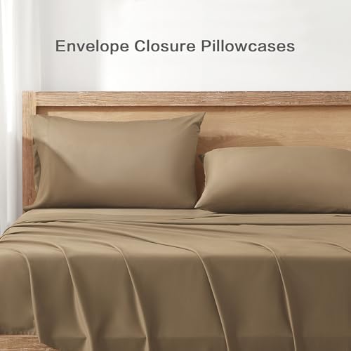 Andency Taupe King Size Sheets Set, 100% Viscose Derived from Bamboo, Cooling King Sheets, Deep Pocket Up to 16", Silky Soft Bed Sheets, Hotel Luxury Breathable Bedding Sheets & Pillowcases…