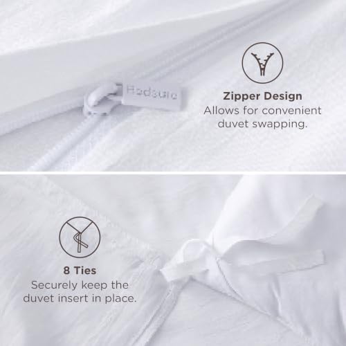 Bedsure Prewashed Duvet Cover Queen, Cotton-Like Bedding Set, Bright White