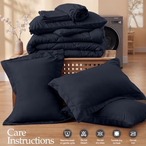 Utopia Bedding Queen Comforter Set, Bed in a Bag 7 Piece, Navy