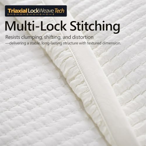 Oversized King Quilt Set 112 x 106 in, Lightweight, Cream White
