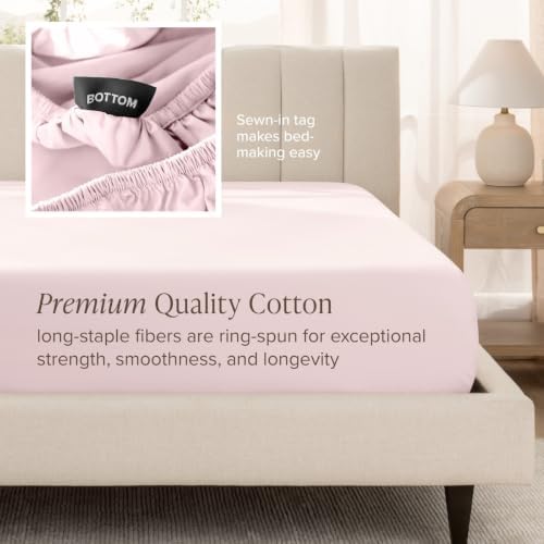 Bare Home 100% Organic Cotton Sateen Sheet Set (Twin, Dusty Pink)