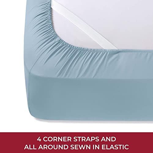 Mellanni Iconic 4-PC, Ultra Soft Sheet Set (RV/Short Queen, Blue Hydrangea)