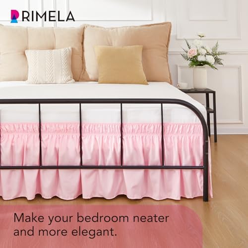 RIMELA Bed Skirt with Split Corners, Queen, 15 Inch Drop, Pink