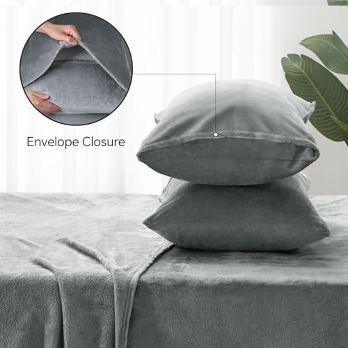 BEDELITE Flannel Sheets Twin XL Size, Grey, 3 Pieces