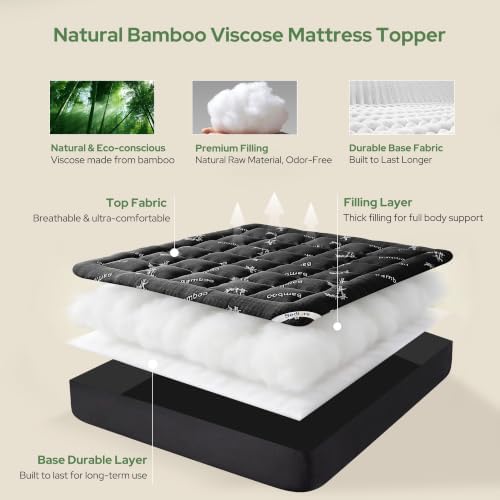 BEDLORE Full Size Mattress Topper , Pillow Top Mattress Pad