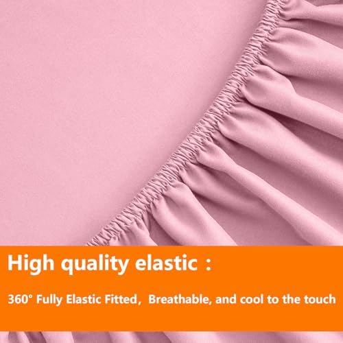 TAIMIT Pink Queen Size Comforter Set - 7 Pieces, Bed in a Bag Bedding Sets with All Season Soft Quilted Warm Fluffy Reversible Comforter,Flat Sheet,Fitted Sheet,2 Pillow Shams,2 Pillowcases