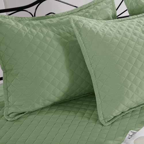 HOMBYS Daybed Cover Sets- Diamond Stitching Daybed Bedding Set, All Season Cozy Bedding with Bedskirt with Shams, Microfiber Filling, 5 Pieces, Sage Green