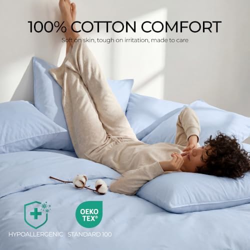 FAUNNA 100% Cotton Duvet Cover Dust Mite Bed Bug Comforter Protector, King