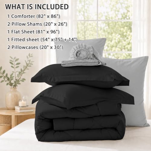 Anluoer Full Size Comforter Sets, 7 Piece Bed in a Bag Full Bedding Sets