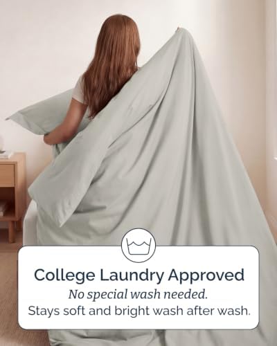Duvet Cover Twin/Twin XL - 2 Piece Set, College Dorm Room - Light Grey