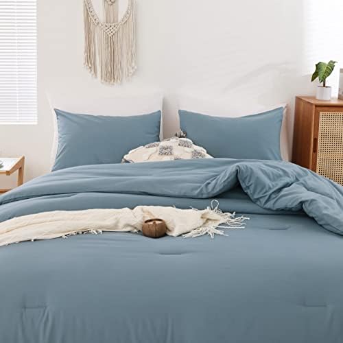 ROSGONIA Super King Plus Comforter, Dusty Blue, 128x120 Soft Bedding Quilt