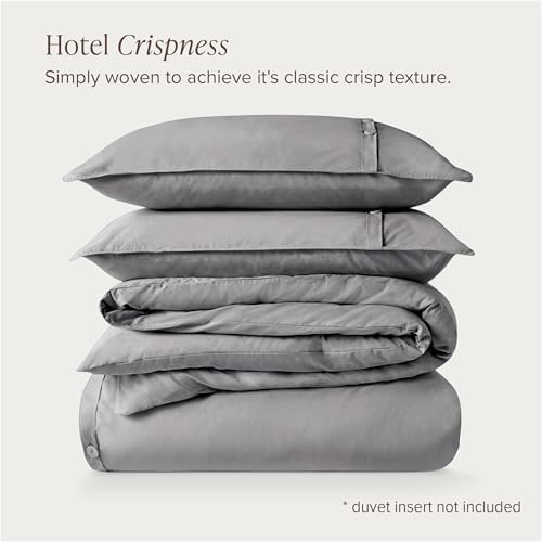 Bare Home 100% Organic Cotton California King Duvet Cover Set - Crisp Percale Weave - Lightweight & Breathable - Cooling Duvet Cover Set (California King, Light Grey)