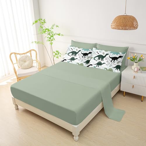 QOOMO Dinosaur 7 Pieces Comforter Set Full,Dinosaurs Bedding Set for Kids
