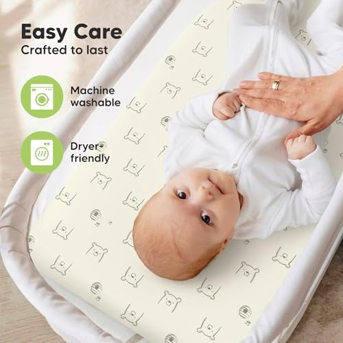 2pk Organic Bassinet Sheets, Compatible with Baby Delight (Bumble Bear)