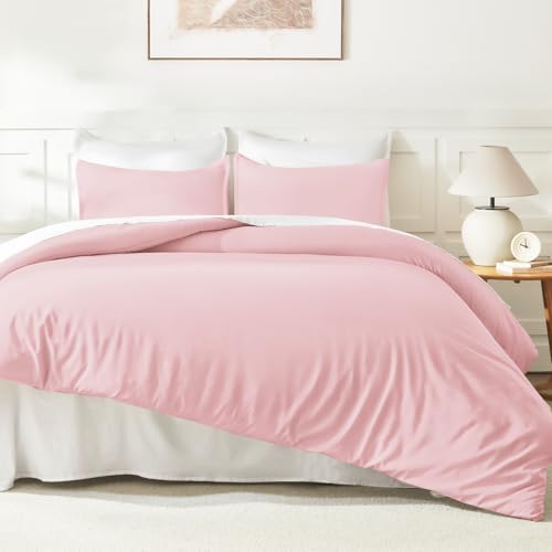 Litanika Pink King Comforter Set, 3 Pieces Lightweight Solid Bed Set