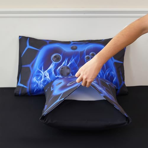 ZRNBAST Queen Size Comforter Set, 6 Pieces Blue Gaming Bed in a Bag Queen