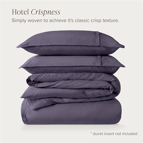 Bare Home 100% Organic Cotton California King Duvet Cover Set - Crisp Percale Weave - Lightweight & Breathable - Cooling Duvet Cover Set (California King, Dusty Purple)