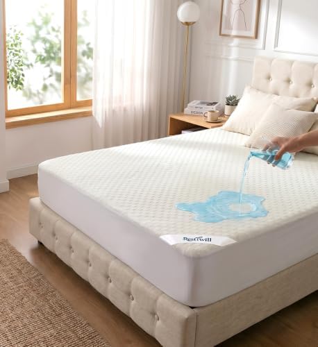 Twin Mattress Protector, Organic Cotton 3D Waffle, Dorm Ready
