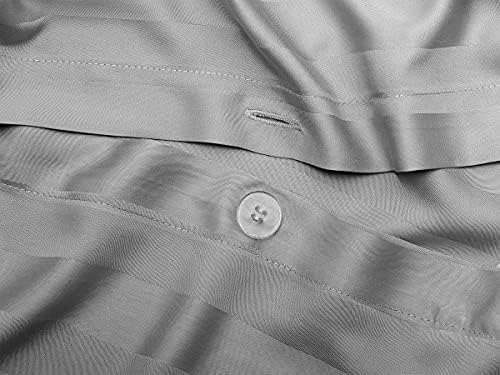 Pure Bamboo King Duvet Cover, 3 Piece Set, Genuine 100% Organic Viscose Derived from Bamboo, Luxuriously Soft and Cooling, 2 Pillowcases (King, Jacquard Silver)