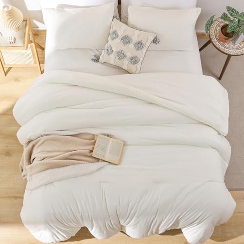 ROSGONIA Alaskan King Comforter, Ivory, 136x120 Soft Bedding Blanket Quilt