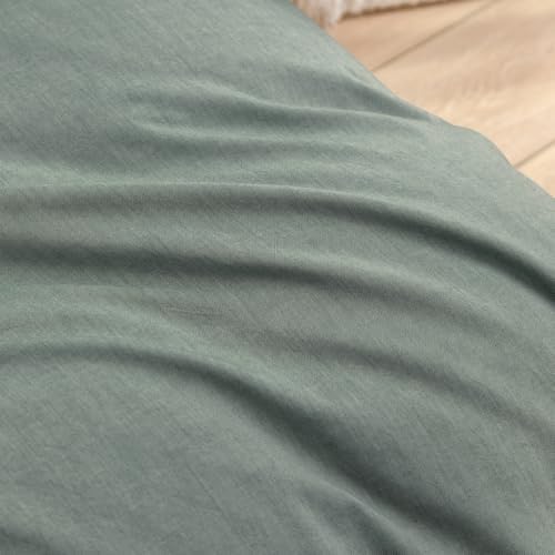 BESTOUCH Cotton Solid Duvet Cover Set Linen Feel Green California King