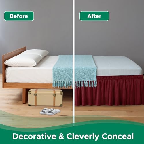 Wrap Around Bed Skirt Dorm Twin & Twin XL 21" Drop-Elastic Long Dust Ruffle