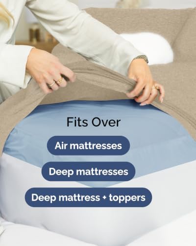 Extra Deep Flex Top Split Head King Sheet Set - 6pc Comfy - Heathered Beige
