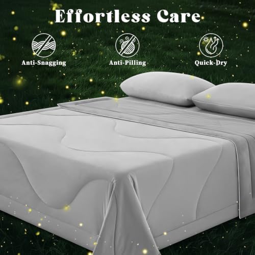 Cooling Comforter Queen Size for Hot Sleepers,68″x90″, Light Grey