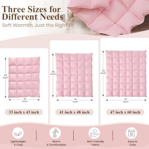 Baby/Toddler/Travel/Crib Goose Down Comforter Duvet/Blanket Multifunctional,100% Organic Cotton & Washable Unisex Kids,All Season,Pink 33x43inchs