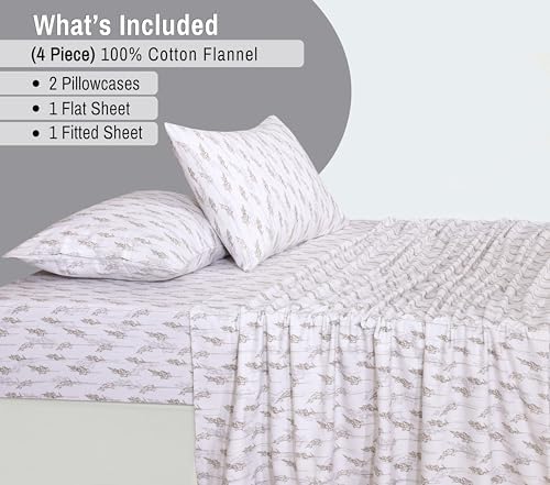 RUVANTI Flannel Sheets Set Full Size, Dried Straw