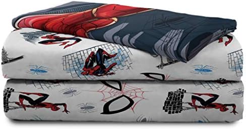 Marvel Spiderman Twin Comforter Set 4 Piece Kids Bedding for Boys, Multi
