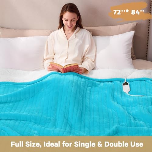 Heated Electric Blanket Full, Soft Heating Blanket,72" x 84", Teal