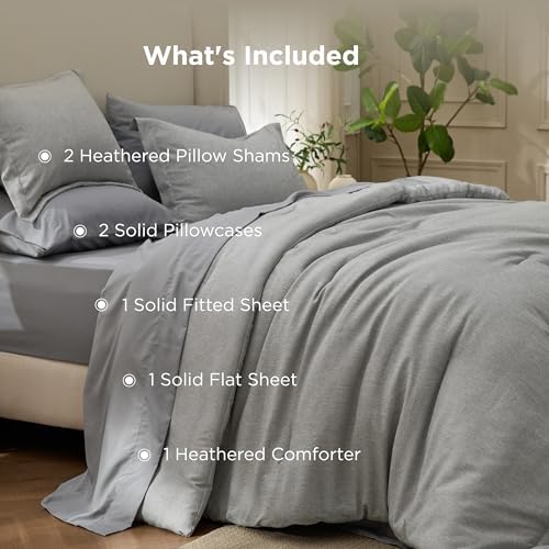 Bedsure King Size Comforter Set Dark Grey - Bed in a Bag King 7 Pieces, Cationic Dyed Bed Set Gift for Family, Soft Bedding for All Seasons Comforter with Sheets, Pillowcases & Shams