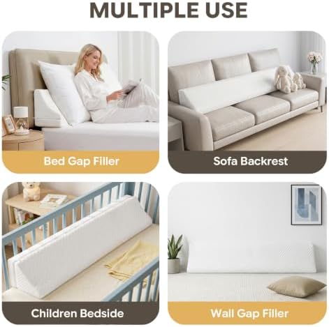 Wedge Pillow Headboard for Bed Gap,Foldable Bed Wedge Gap Filler King Size