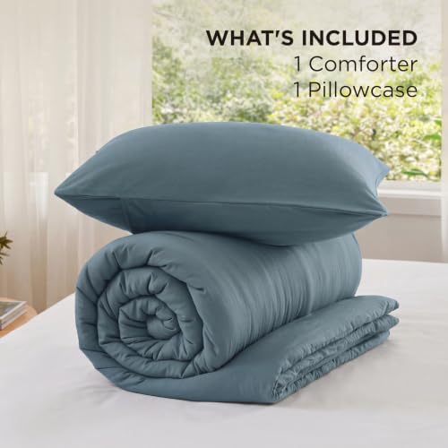 Bedsure Twin/Twin XL Comforter Prewashed Bedding 2Pcs Slate Blue 68"x88"