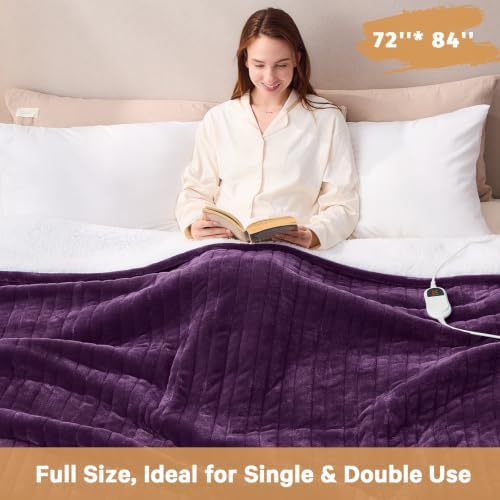 Heated Electric Blanket Size, Heating Blanket,72" x 84", Lavender