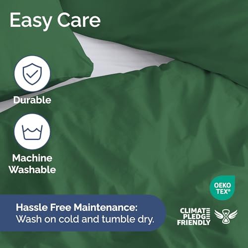 Duvet Cover Cal King Size - 3 Piece with Zipper Closure - Emerald Green