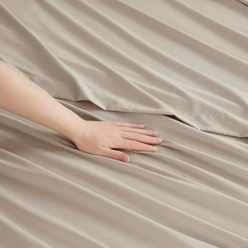 Clara Clark Bed Sheets, Premier 1800 Series Bed Sheet Set, Deep Pocket, Wrinkle, Fade, Stain Resistant, Luxury Soft Bedding Sheets & Pillowcases, Twin, Linen
