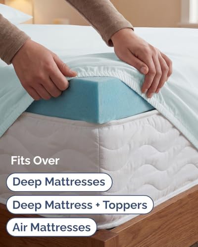 Extra Deep Twin XL Sheet Set - 3 Piece College Dorm Room - Ice Blue
