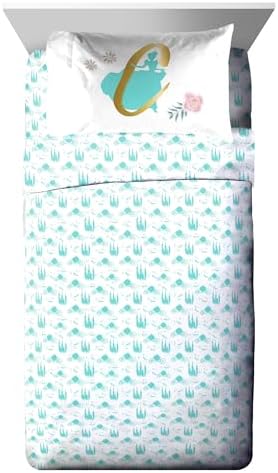 Disney Princess Cinderella Twin Comforter Set 5 Piece Kids Bedding, Blue