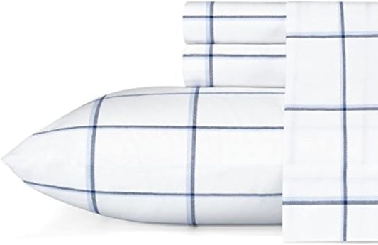 Nautica - King Sheet Set, Cotton Percale Bedding Set, Crisp & Cool, Stylish Home Decor (Plot Blue, King)