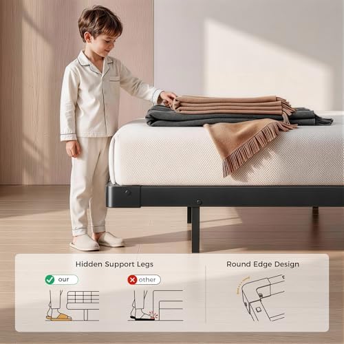 Floating Bed Frame King Size with 4-Side Underbed RGB LED Lights & Charging Station, Modern Metal Platform Bed No Box Spring Needed, 10in Comfort Height, Sturdy 1000lbs Support for Bedroom