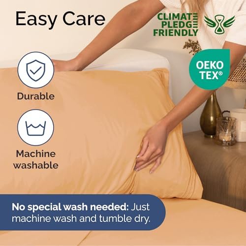 Queen Size 4 Piece Sheet Set - Ultra Soft & Cooling Bed Sheets - Peach
