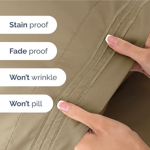 Full Size 4 Piece Sheet Set - Ultra Soft & Cooling Sheets - Light Caramel
